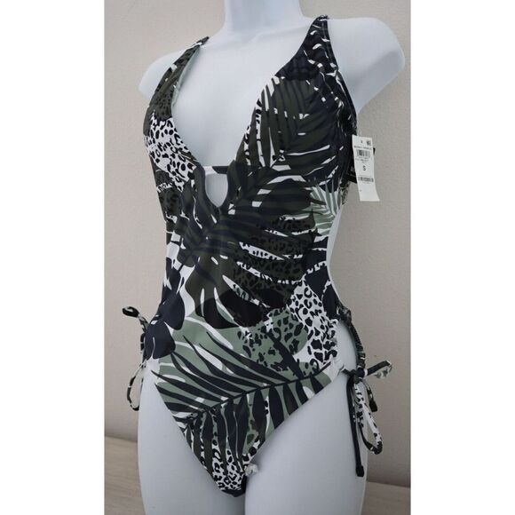 Bar III Women's Sz S Moody Tropics Printed Side-Tie One Piece Swimsuit $88 - Picture 3 of 11
